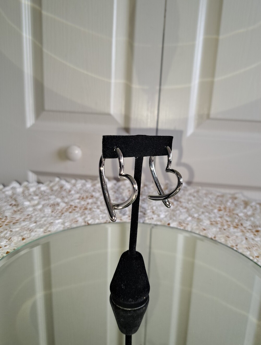 Source Unknown Silver Heart Hoop Earrings - Sculpted Open Hearts